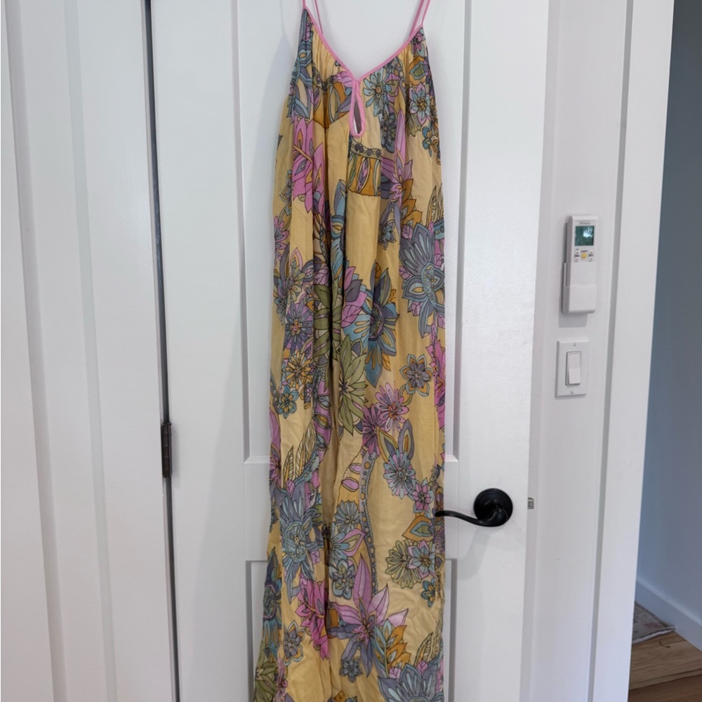 Pink Strap Dress with Subtle Floral Design